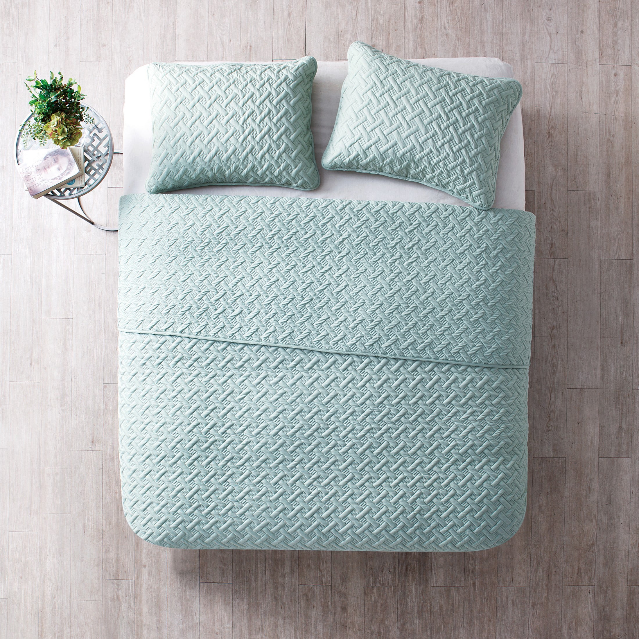 VCNY Home Nina 3-Piece Blue Geometric Quilt Set, Full/Queen