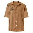 thumbnail image 4 of Huresd Mens Shirts Button Up Casual Men's Casual Solid Short Sleeve Shirts Loose Top Brown 3XL, 4 of 4