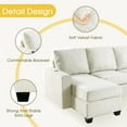 thumbnail image 4 of 138" Convertible Sectional Sofa, L-Shaped Modular Sofa Couch with Reversible Chaises Lounge & USB Port, 6-seat Upholstered Indoor Furniture for Living Room, Apartment, Office (Cream), 4 of 9