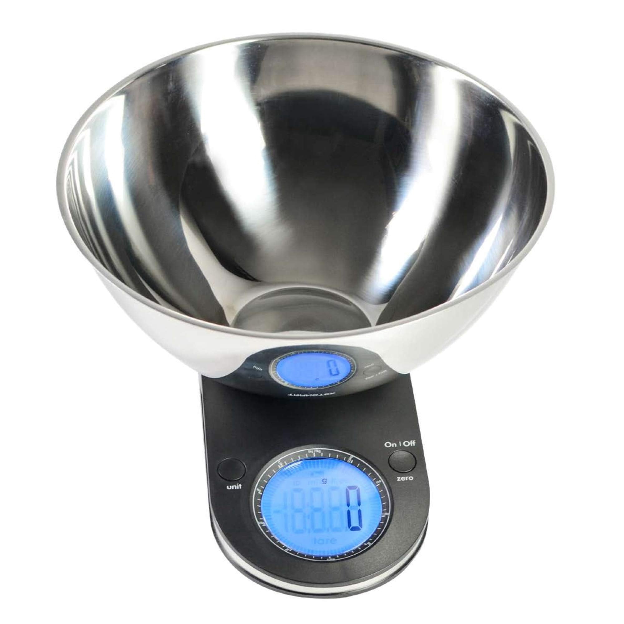 A highly accurate scale that comes with a removable stainless-steel bowl, and an easy slim store away design.