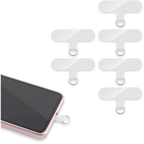 NOGIS Phone Tether Tab, 6 Pieces Universal Phone Lanyard Patch Without Adhesive,Phone Lanyard Replacement Part for Cell Phone Strap(Transparent)