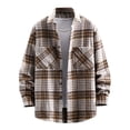 thumbnail image 2 of lulshou 2025 Plaid Shirt Men for Man Saving Men's Casual Cotton Plaid Shirts Long Sleeve Button-Down Flannel Overshirt Jacket Khaki-L, 2 of 6