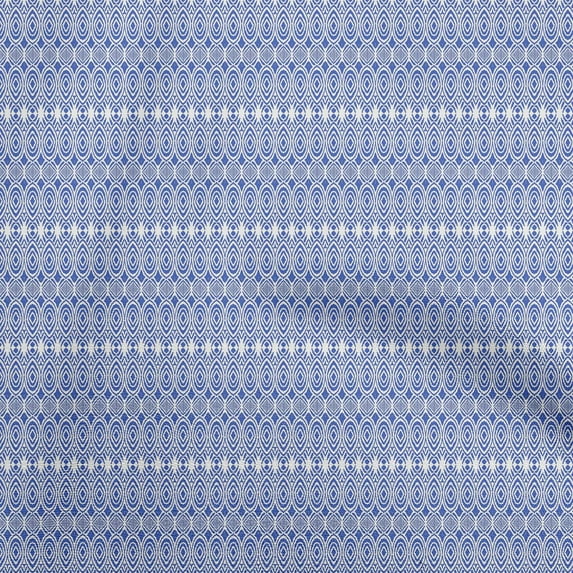oneOone Cotton Cambric Medium Blue Fabric Flame Stitch Craft Projects Decor Fabric Printed By The Yard 42 Inch Wide