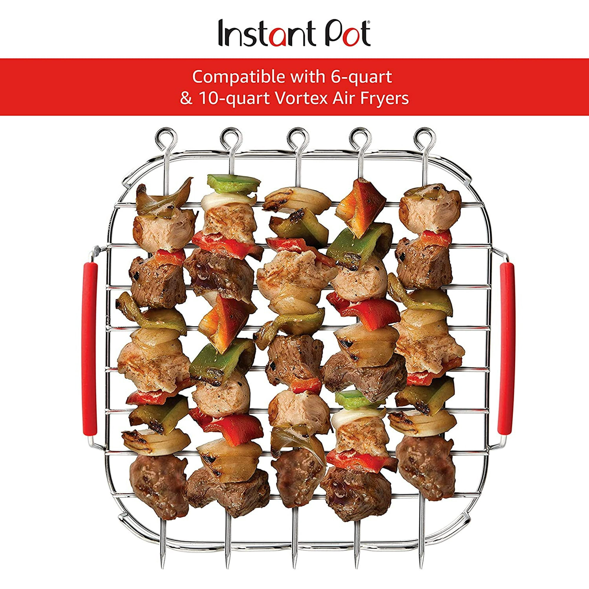 Instant Vortex Official Grill and Lifting Rack with Skewers 6 Piece Stainless Steel Walmart