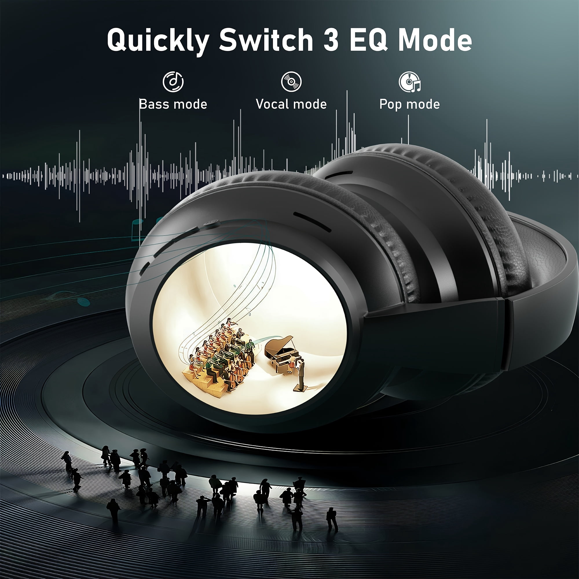 HiFi Stereo Wireless Headphones Over Ear, Built-in Mic, 40 Hours Battery Life, Foldable & Lightweight, Comfortable for Long-Time Wearing, Ideal for Study, Office, Travel, And Daily Use