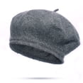 thumbnail image 2 of VNKIDY Womens Beret Hat Solid Color Classic Artist Cap Soft Warm Breathable Hat For Autumn Winter Daily Wear Casual Outings Leisure Headwear, 2 of 3