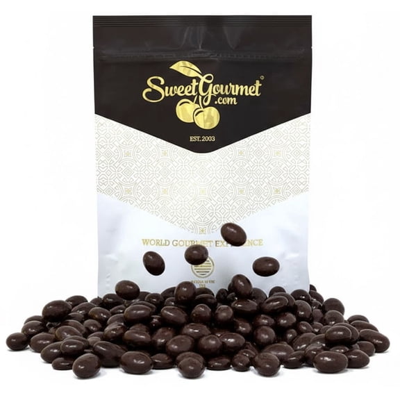 SweetGourmet Dark Chocolate Covered Almonds, 1 Pound Bag, Rich Semi-Sweet Dark Chocolate, Dry-Roasted California Almonds, Gluten-Free, Kosher