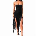 thumbnail image 3 of Women Summer Elegant Strapless Tube Midi Bodycon Dresses Irregular Ruffle Tassel Party Dress, 3 of 9
