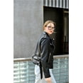 thumbnail image 3 of Spring and Autumn 2024 The new belt detachable epaulet motorcycle jacket leather jacket Rice white XL, 3 of 6