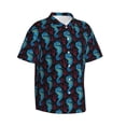 thumbnail image 3 of Xecao Blue Seahorse print Hawaiian shirt - a stylish short-sleeve button-down for men, perfect for casual beach and tropical outings., 3 of 9
