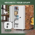 thumbnail image 5 of Greenvelly Metal Storage Cabinet with 4 Swivel Wheels,73" H White Garage Storage Cabinet with Wheels, Rolling Tool Cabinet with Locking Doors and Shelves for Home,Basement, Kitchen Pantry,Warehouse, 5 of 14