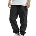 thumbnail image 3 of Stamzod Baggy Cargo Pants for Men Fashion Solid Color Stretch Waist Sweatpants with Drawstring Activewear Daily Casual Pants for Men Black XL, 3 of 6
