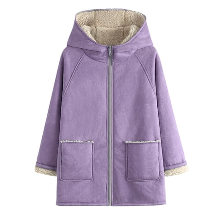 MIASHUI Women s Wool Lined Slim Fit Hooded Parka Filled Warm Lightweight Winter Jacket Casual Comfortable Coat Purple S