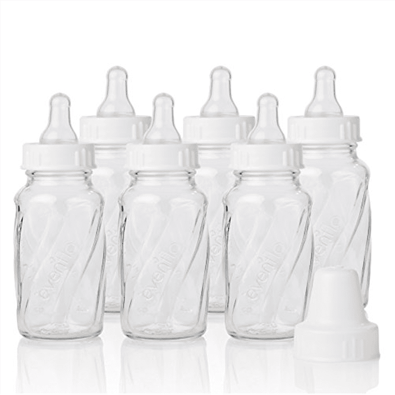 6 Pk Evenflo 4 oz or 8 oz Twist Classic Real Glass Baby Bottles BPA Free 937501 