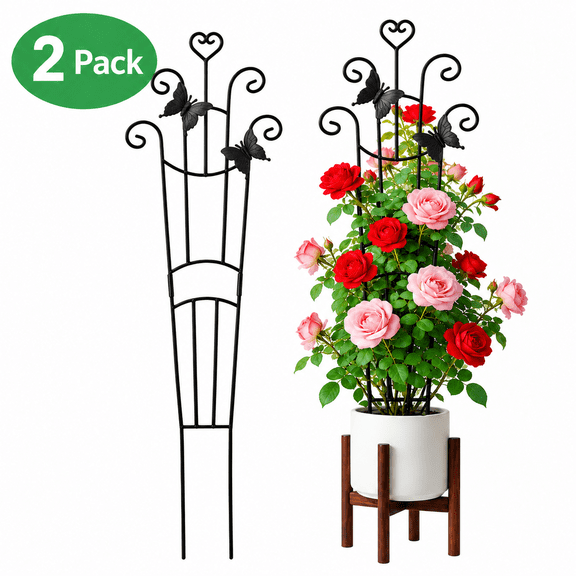 Expandable Metal Plant Trellis for Climbing Plants, 2-Pack, Up to 29.94 in