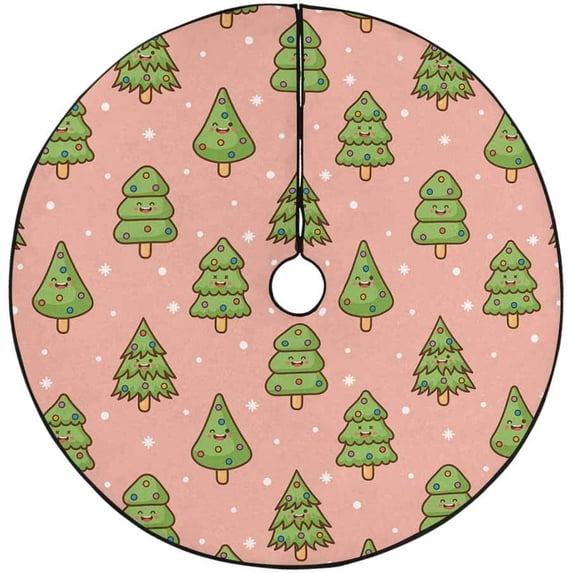 FMSHPON Christmas Tree Seamless Pattern Xmas Christmas Tree Skirt Stand Mat for Holiday Party Decoration Indoor Outdoor 36 inches