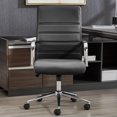 thumbnail image 5 of Office Desk Chair Leather, Conference Room Chairs with Wheels, Modern Executive Office Chairs Adjustable Height, Ergonomic Swivel Rolling Ribbed Computer Chair(Black), 5 of 7
