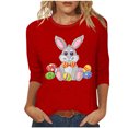 thumbnail image 1 of Camisetas Casuales de las Mujeres Impresas 3/4 Manga Cuello Redondo Blusa, Moda Ligera Superior para el Hogar Y el Uso Diario, Cómoda Imitación de la Tela Del Estante, 1 of 8