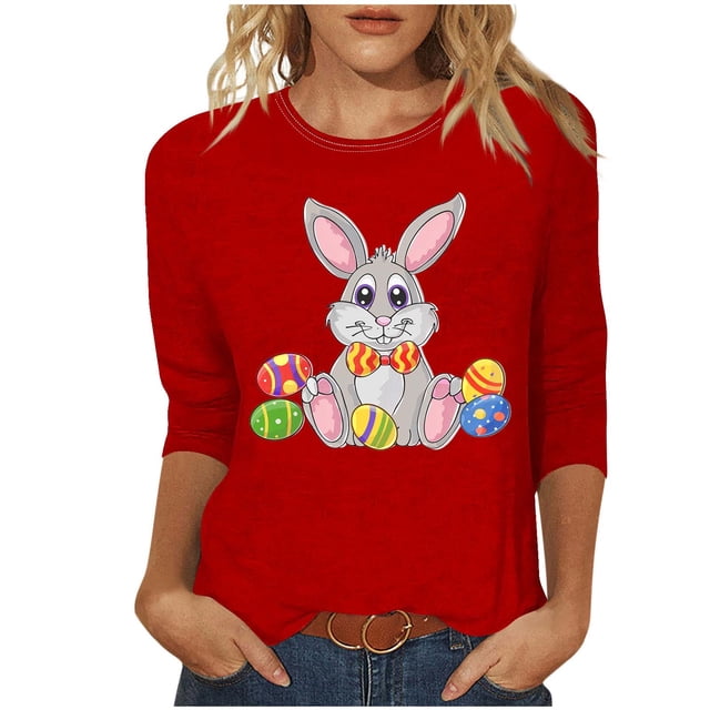 Camisetas Casuales de las Mujeres Impresas 3/4 Manga Cuello Redondo Blusa, Moda Ligera Superior para el Hogar Y el Uso Diario, Cómoda Imitación de la Tela Del Estante