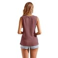 thumbnail image 2 of Summer Sleeveless Solid Color Women Waffle Knit V-Neck Tank Tops Cami Shirt, 2 of 3
