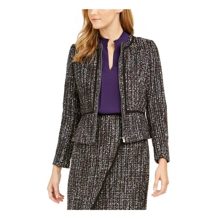 CALVIN KLEIN Womens Black Zippered Suit Jacket Petites Size: 12P