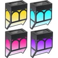 thumbnail image 1 of 4er-Pack Solar-Zaunleuchten für den Außenbereich, LED-Solar-Wandleuchten, wasserdicht, 2 Modi, Warmweiß und Farbwechsel für Pfosten, 1 of 5