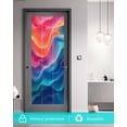 thumbnail image 5 of Window Privacy Film Orange Blue Pink Moire Stained Glass Window Film Decorative Sun Block Window Cover Contemporary Water Ripple Window Clings Static Adhesive Sticker for Bathroom 35.4"x78.7", 5 of 7