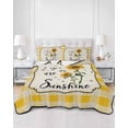 thumbnail image 2 of Full Size Quilt Bedding Set, Sunflowers Reversible Summer Quilt 3 Pieces, Yellow Floral Watercolor Botanical Checkered Rustic Lightweight Bedspreads Coverlets with 2 Pillow Shams for All Seasons, 2 of 5