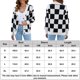 thumbnail image 2 of Suéter Cárdigan con botones para mujer, informal, a cuadros, elegante, a la moda, para invierno y otoño Cgtredaw Negro T XL para Mujer, 2 of 9
