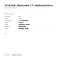 thumbnail image 2 of 2016-2021 HONDA HRV Aluminium 17" Factory OEM Silver Wheel 64076U15, 2 of 2