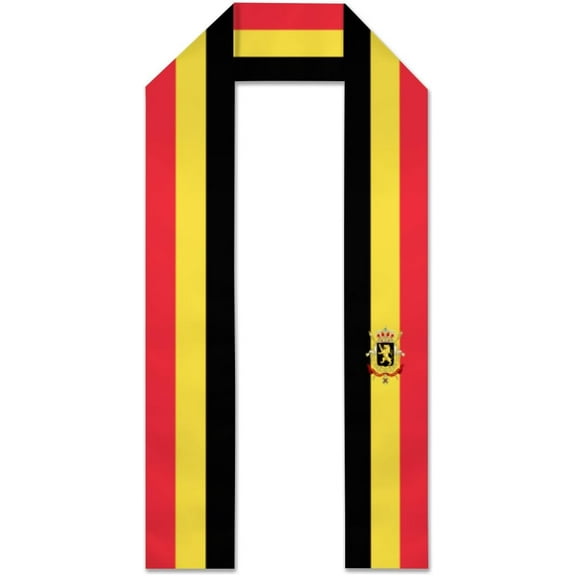 Belgium Flag Graduation Stole Graduate Shawl Sash Scraf Gift For Abroad Student International Study (Square)