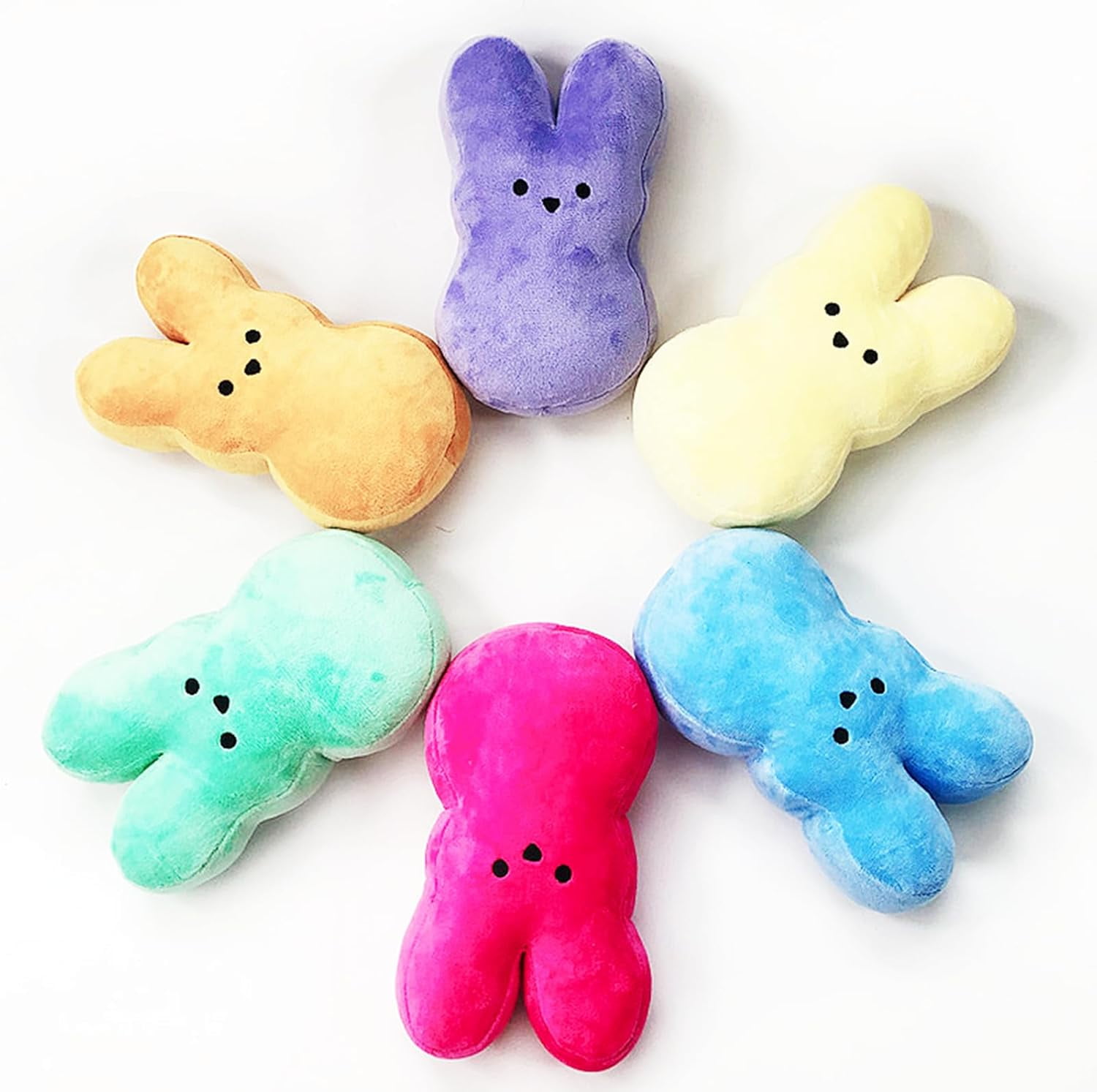Guvpev 6Pcs Easter Bunny Peep 10" Plush Collectible, Soft & Huggable Bunny Stuffed Animal Easter Decorations Doll, Easter Basket Stuffers Gifts for Boys & Girls