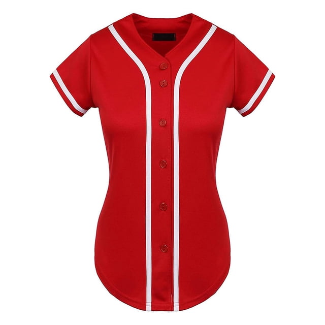 Gtoiithly T-Shirt pour Femmes Été Décontracté à Manches Courtes Coupe Ample Chandail de Baseball Confortable et Stylé Rouge P