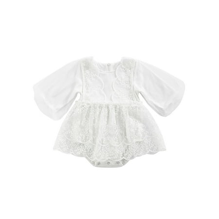 

TheFound Toddler Baby Girls Lace Romper Dress Long Sleeve Elegant Princess Party Dresses Outfits
