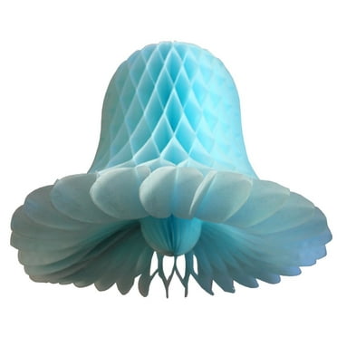 6-pack 9 Inch Hanging Honeycomb Tissue Paper Bell Decoration, Light Blue, by Devra Party
