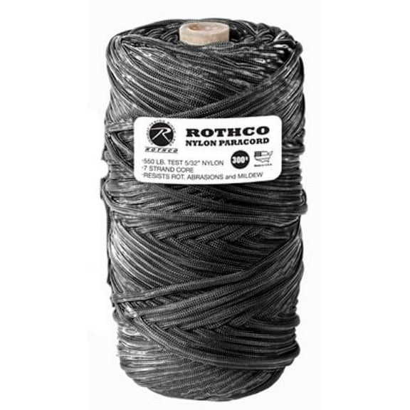 Rothco Nylon Paracord 550lb 300 Ft Tube, Black, -Black