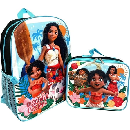 Ruz Moana Girl's 16 Inch Backpack With Removable Matching Lunch Box Set