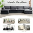 thumbnail image 5 of JUSTLET U-Shaped Sectional Sofa Set, 148" Indoor Furniture Convertible Modular Corduroy Sectional Sofa Set with 2 Ottomans for Living Room, Dark Gray, 5 of 9