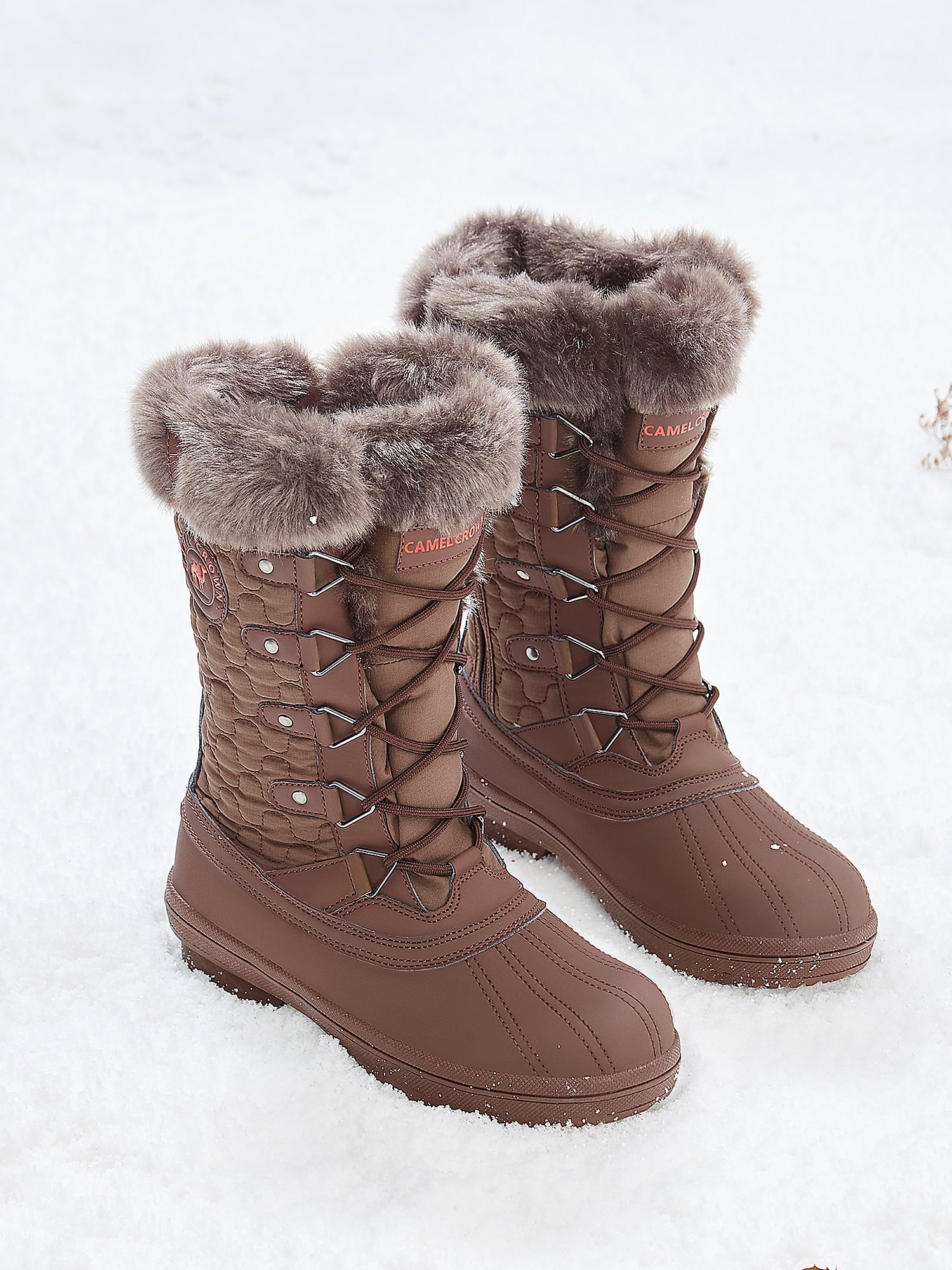 CAMEL Womens Hiking Snow Boots Mid Calf Winter Boots 