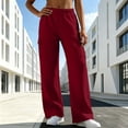 thumbnail image 2 of CaComMARK PI Cargo Sweatpants for Women Wide Leg Baggy Drawstring High Waisted Pants Casual Loose Sweatpants with Pockets Wine, 2 of 9