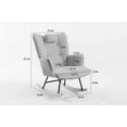 thumbnail image 6 of Modern Comfortable Rocking Chair with Houndstooth Fabric – Ergonomic Upholstered Seat, Wood Base & Headrest for Living Room, Bedroom, Nursery, 6 of 14