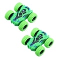 thumbnail image 1 of 2pcs Double Sided Stunt Friction Powered Car Toys Flip Inertia Car Powered Pull Back Toys Mini Truck Pull Back Cars Set for Boy Girl Gift,Green, 1 of 6