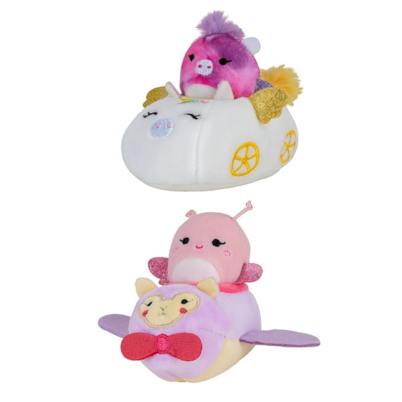 Squishville Maribel in Plane & Willow in Carriage, 2” Soft Mini-Squishmallow Butterfly & Tie-dye Pegasus Plush