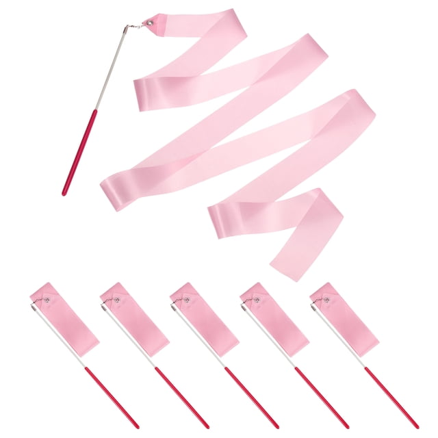 Uxcell Dance Ribbons, Gymnastics Dance Streamers with Non-Slip Wand Dance Flags Light Pink