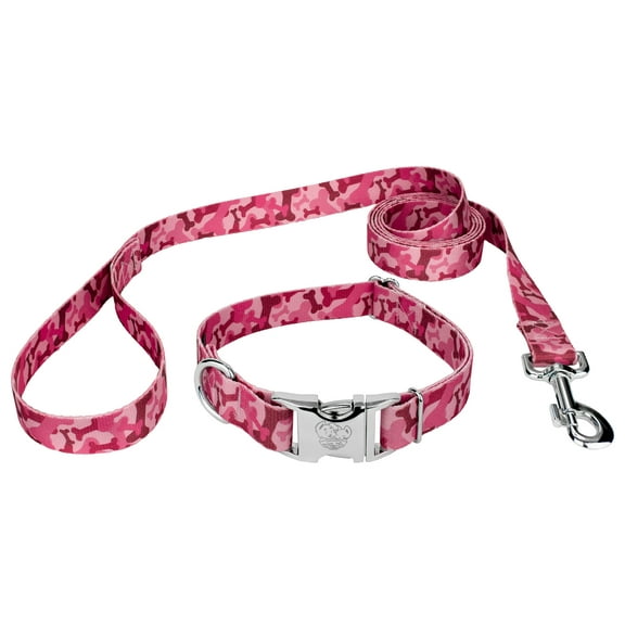 Country Brook Petz® Premium Pink Bone Camo Collar and Leash, Large