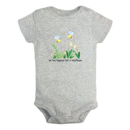 

iDzn Do You Suppose She s A Wildflower Funny Rompers For Babies Newborn Baby Unisex Bodysuits Infant Jumpsuits Toddler 0-12 Months Kids One-Piece Oufits (Gray 18-24 Months)
