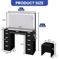 thumbnail image 4 of Uforic Elegant Black Vanity Desk Set with LED Mirror and Glass Top, 4 of 10