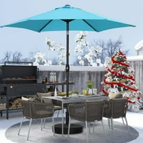 Autlaycil 9ft Outdoor Patio Umbrellas 6 Ribs with Tilt and Crank Patio Table Umbrella, for Patio Garden and Poolside, Blue