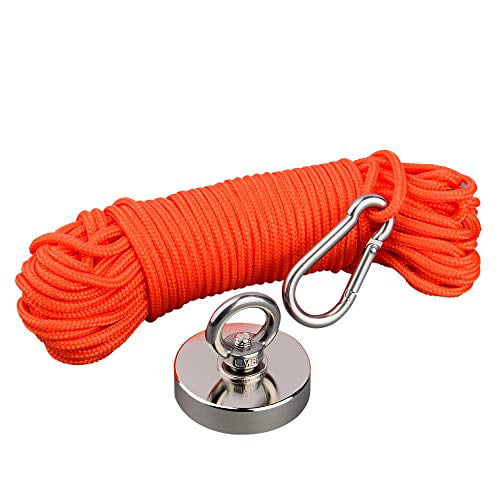 64 Foot Mutuactor Fishing Magnet 350lbs Pull Force,Strong Retrieval Magnet N52 Neodymium Magnets with 20m Durable Rope and Gloves,Powerful Magnetic Recovery Salvage 