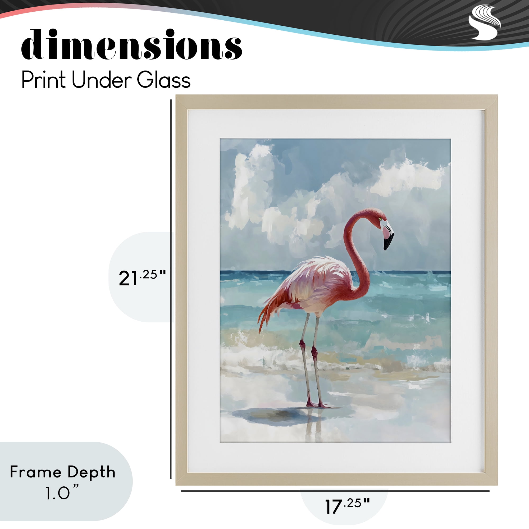 Stupell Industries Flamingo At Shore Birch Framed Print Under Glass, design by The Prints Vibe